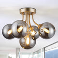 Gold 3-Light Glass Globe Semi-Flush Ceiling Light