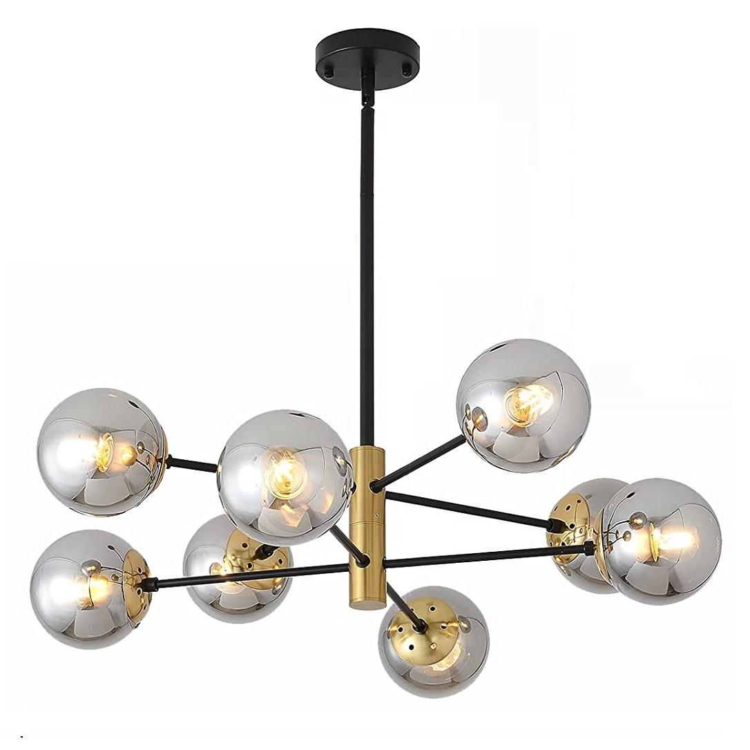 8-Light Black Gold Sputnik Chandelier
