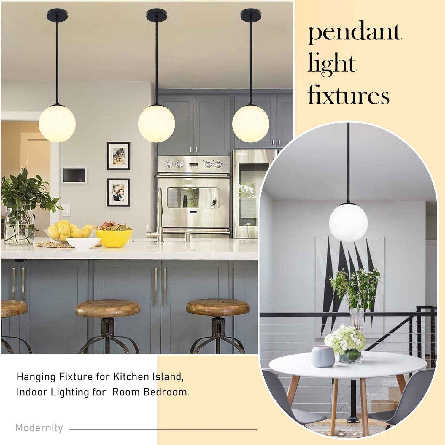 Modern Industrial Black Globe Pendant Light