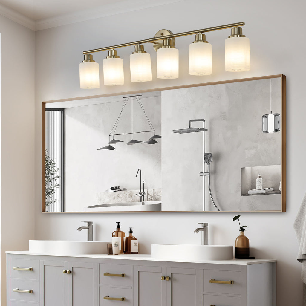 Gold 6-Light Vanity Wall Sconce Modern