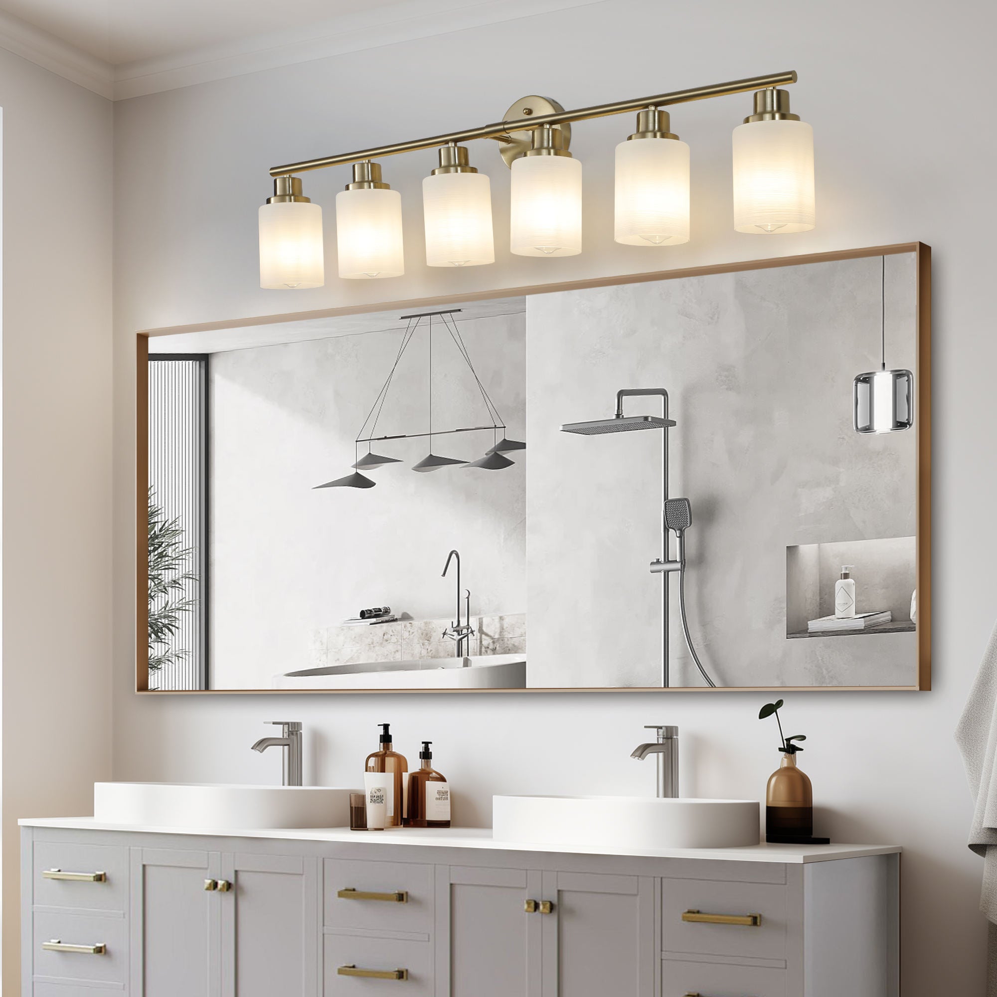 Gold 6-Light Vanity Wall Sconce Modern